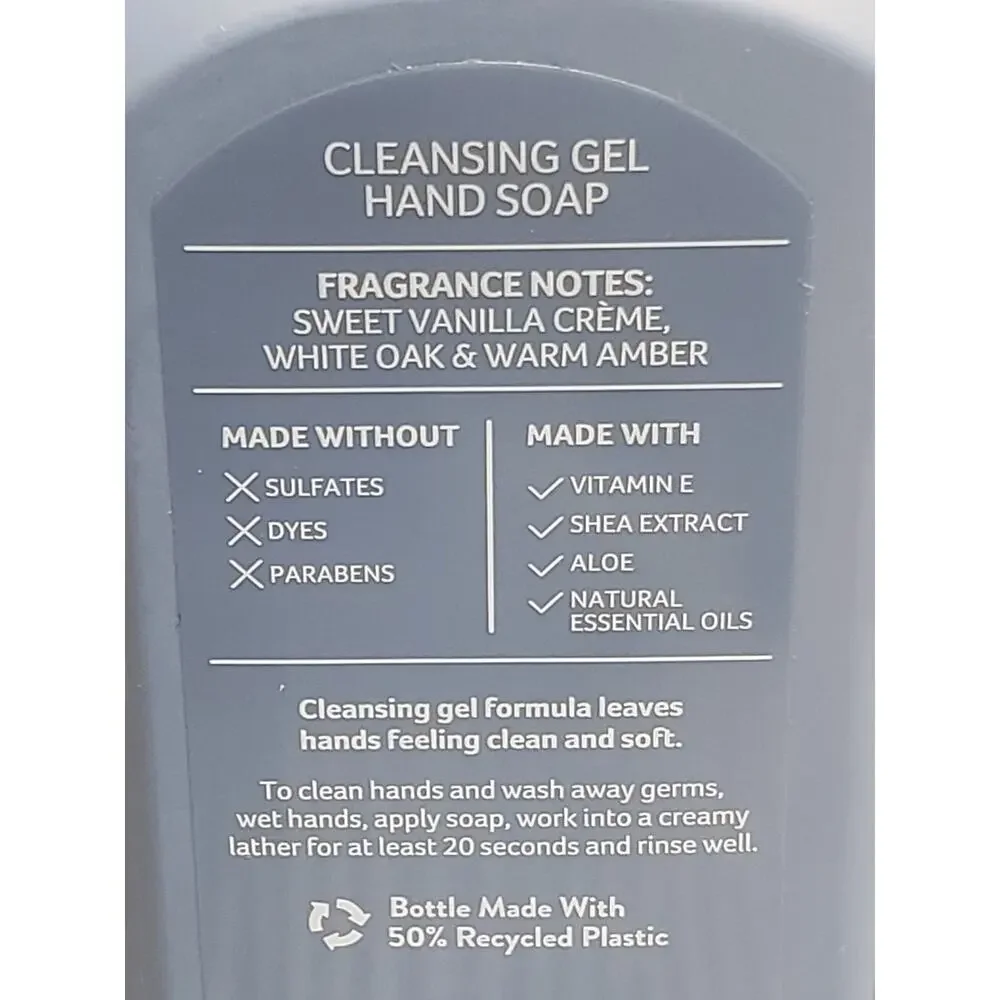 BBW White Oak & Vanilla Cleansing Gel Hand Soap w. Natural Essential Oils 2 Pack
